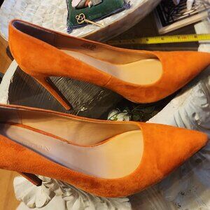 Halston Heritage Claudia Suede Pumps – Orange – Size 8M – 4” Heel